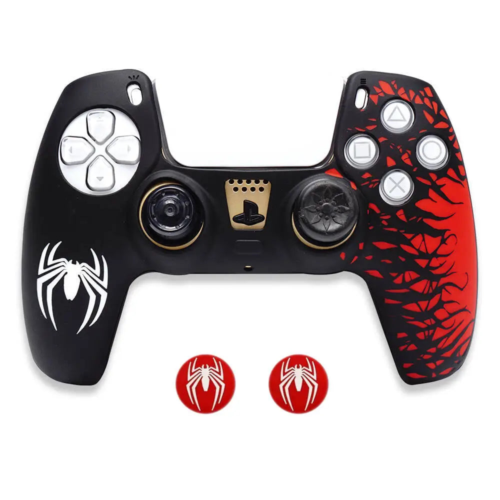 PS5 Controller Silicone Cover with Anti-Slip Grip & Joystick Caps - Protective Skin for PlayStation 5 Gamepad - Black