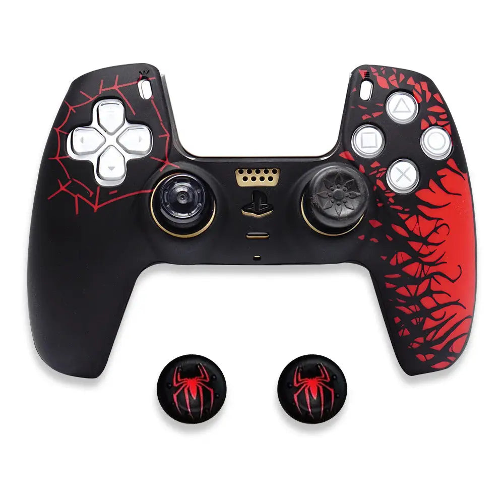 PS5 Controller Silicone Cover with Anti-Slip Grip & Joystick Caps - Protective Skin for PlayStation 5 Gamepad - Black