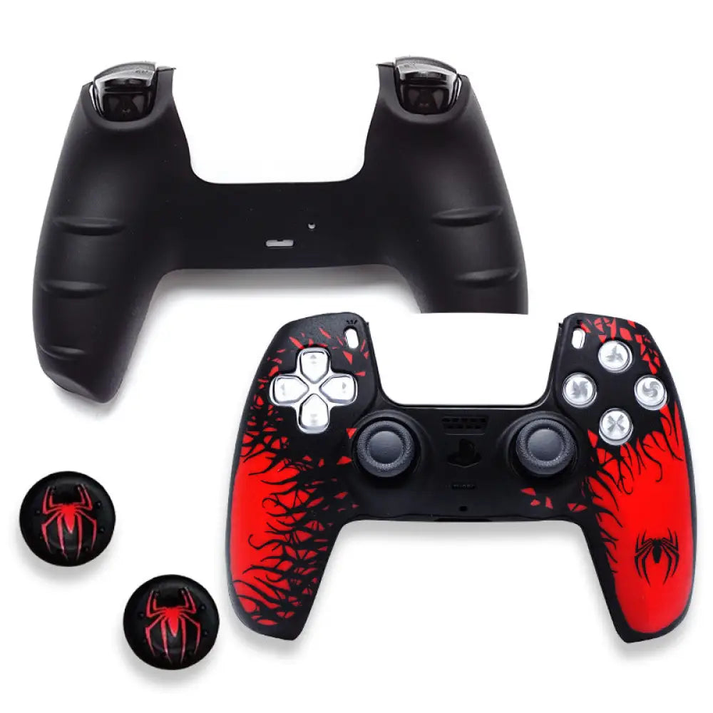 PS5 Controller Silicone Cover with Anti-Slip Grip & Joystick Caps - Protective Skin for PlayStation 5 Gamepad - Black