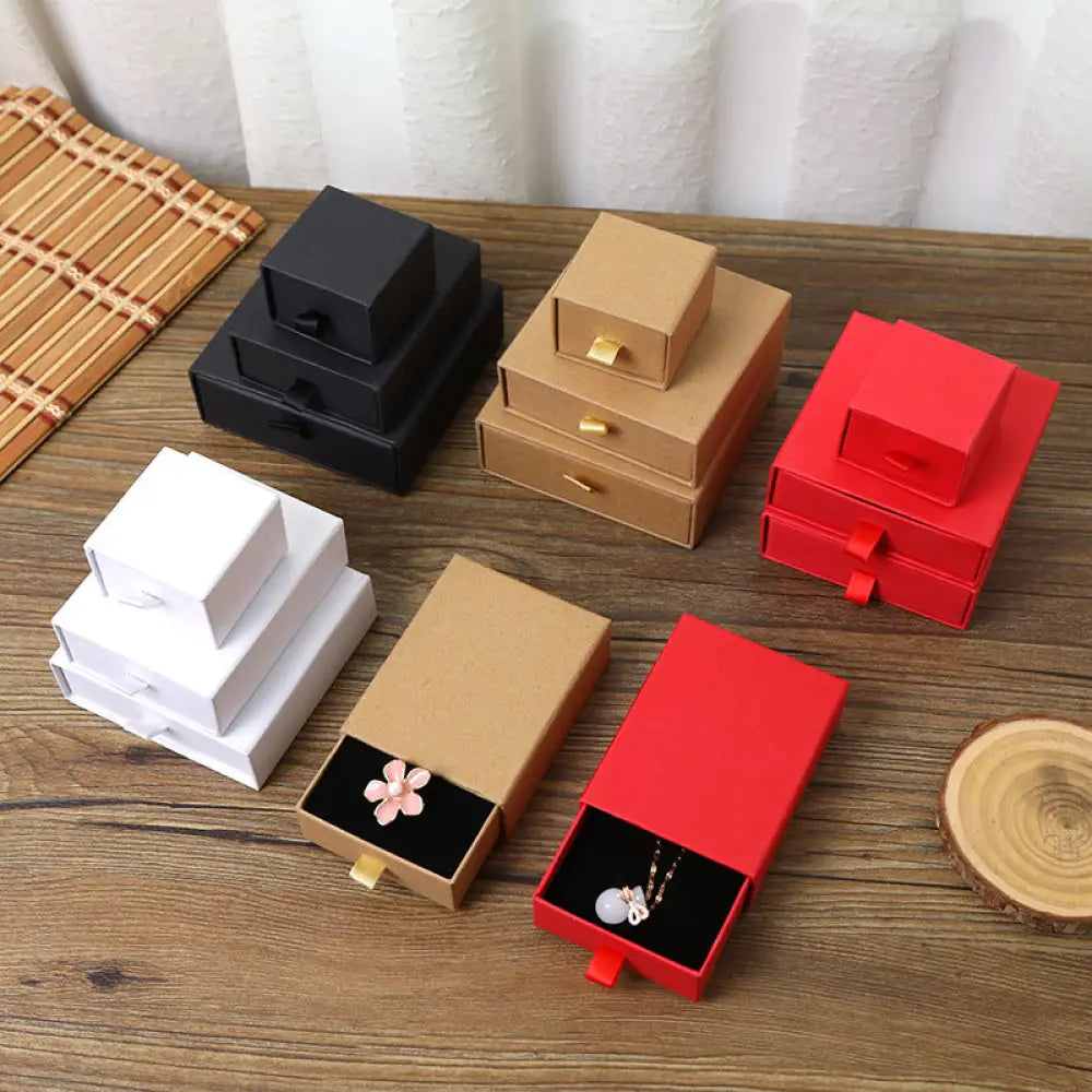 Red Paper Drawer Jewelry Box for Gifts and Storage - Gifts for All Occasions