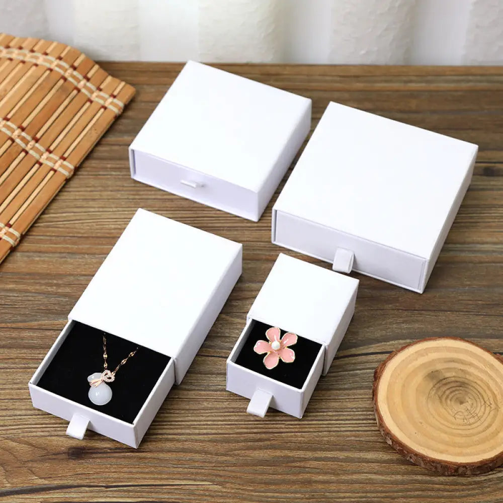 Red Paper Drawer Jewelry Box for Gifts and Storage - White9*9*3cm - Gifts for All Occasions