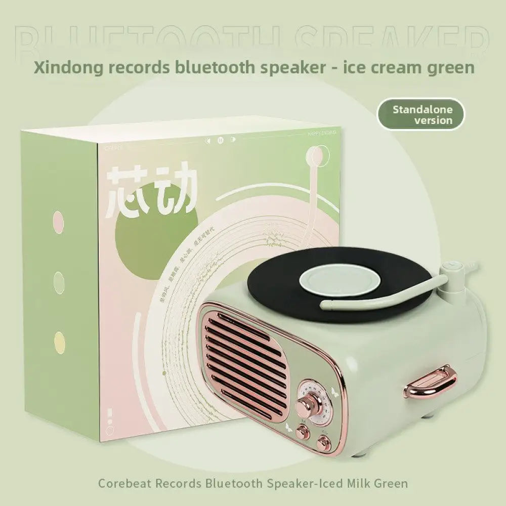 Retro Vinyl Clock Bluetooth Speaker (LK09) - Portable 5W Wireless Speaker with TF & AUX Support - Graphite / LK09