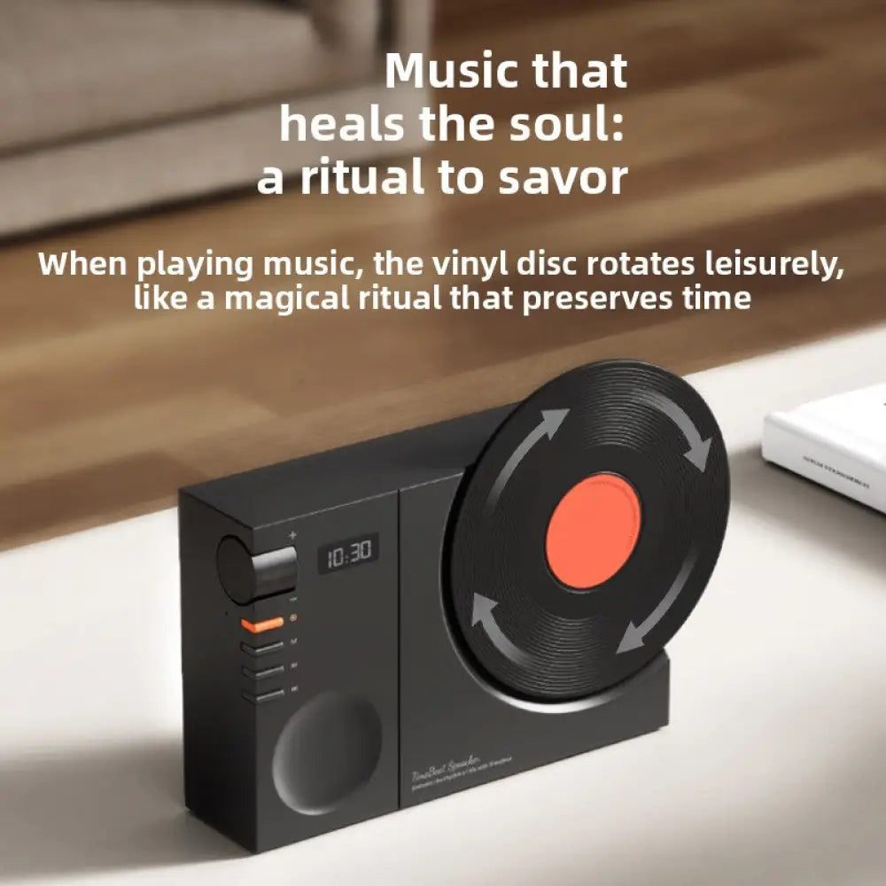 Retro Vinyl Clock Bluetooth Speaker (LK09) - Portable 5W Wireless Speaker with TF & AUX Support - Consumer Electronics