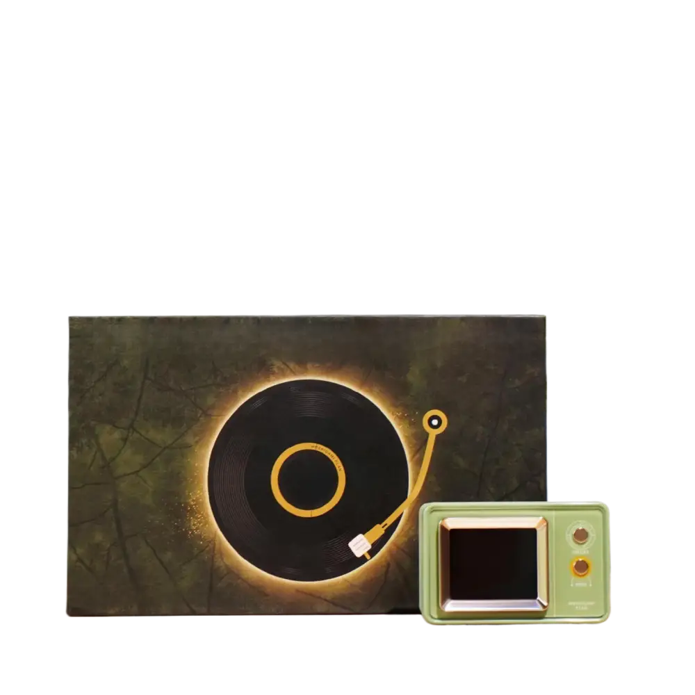 Retro Vinyl Clock Bluetooth Speaker (LK09) - Portable 5W Wireless Speaker with TF & AUX Support - Green Gift Box / LK09