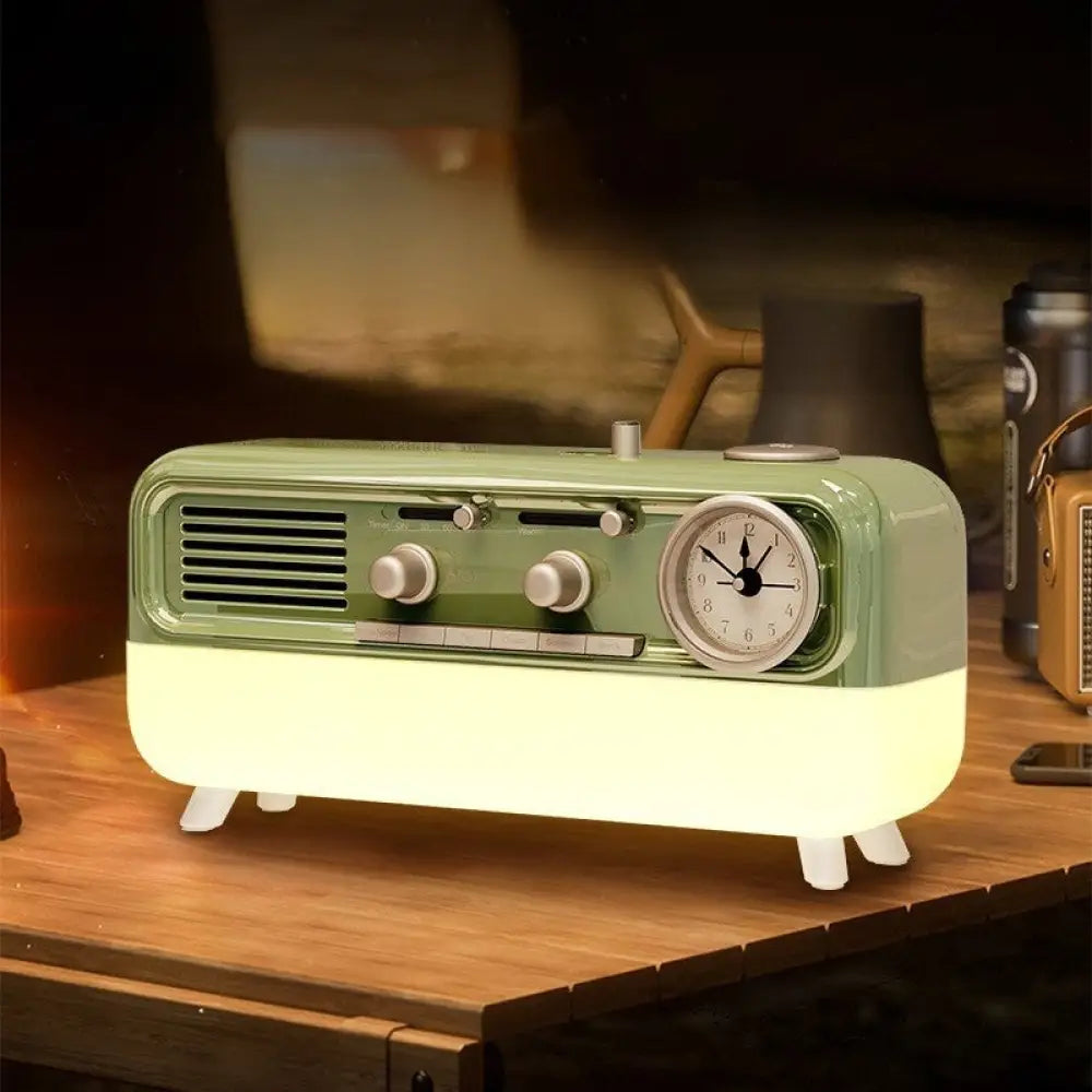 Retro Vinyl Clock Bluetooth Speaker (LK09) - Portable 5W Wireless Speaker with TF & AUX Support - Wilderness Green Gift