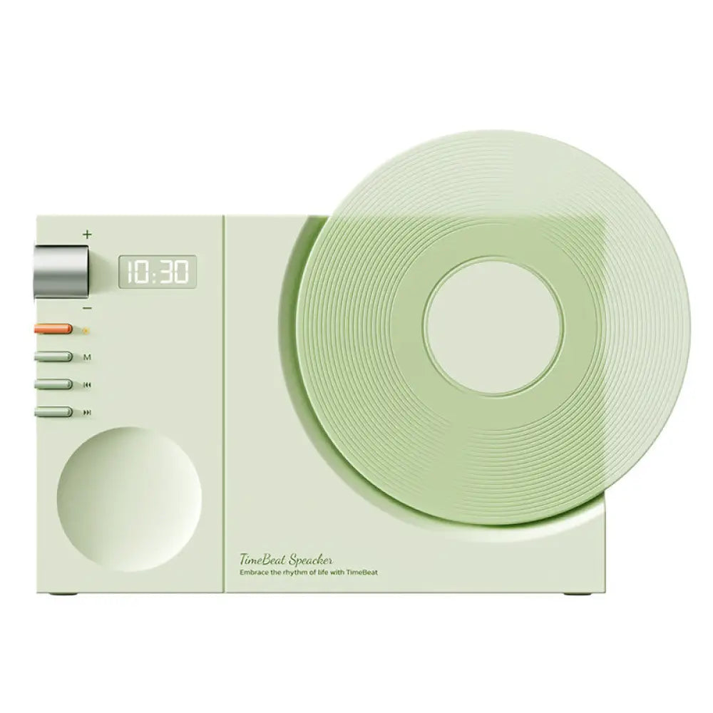 Retro Vinyl Clock Bluetooth Speaker (LK09) - Portable 5W Wireless Speaker with TF & AUX Support - Green Plum Green Gift