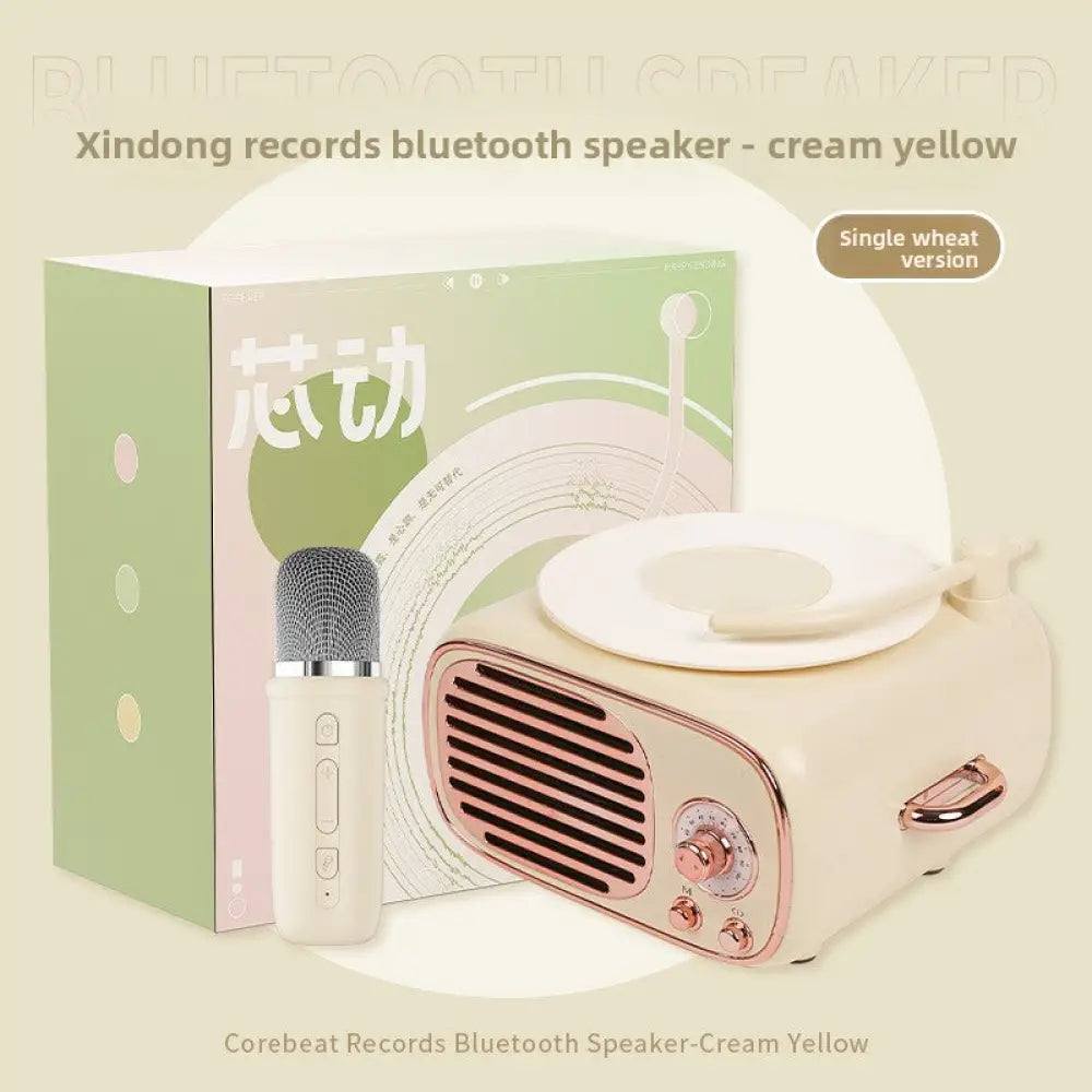 Retro Vinyl Clock Bluetooth Speaker (LK09) - Portable 5W Wireless Speaker with TF & AUX Support - Cyan / LK09