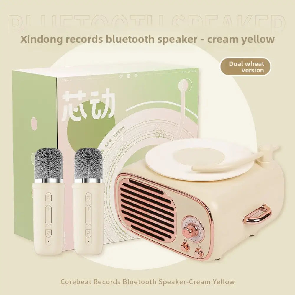 Retro Vinyl Clock Bluetooth Speaker (LK09) - Portable 5W Wireless Speaker with TF & AUX Support - Dark Green / LK09