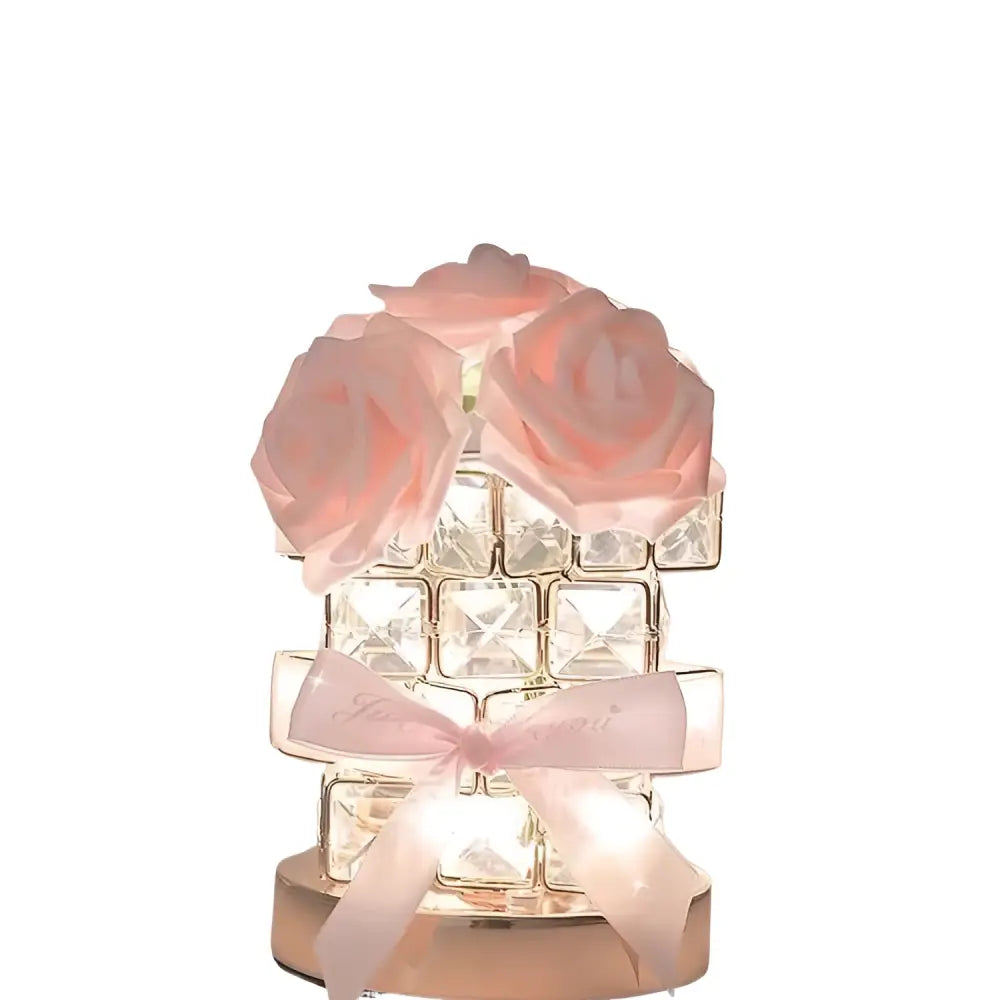 Rose Crystal Atmosphere Lamp - Romantic 3-Color LED Night Light with USB or Rechargeable Power Decorative Gift Lamp