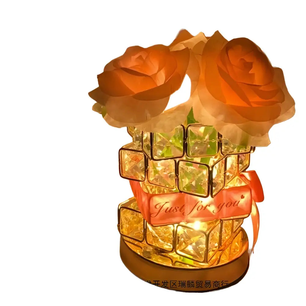 Rose Crystal Atmosphere Lamp - Romantic 3-Color LED Night Light with USB or Rechargeable Power Decorative Gift Lamp