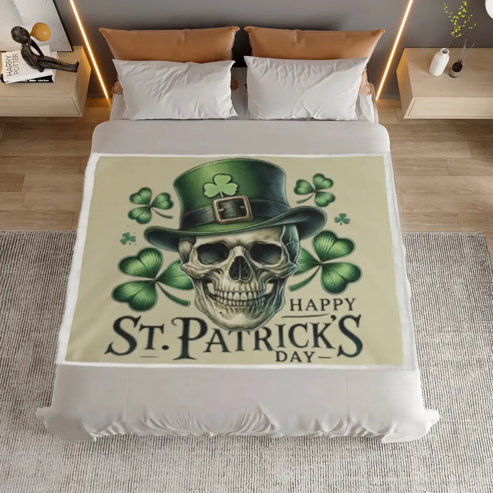 Skull Leprechaun St. Patrick’s Day Premium Suede Micro Fleece Blanket