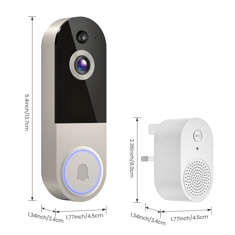 Smart 1080P WiFi Video Doorbell with Night Vision Model T52 - Beige EU Plug - Consumer Electronics