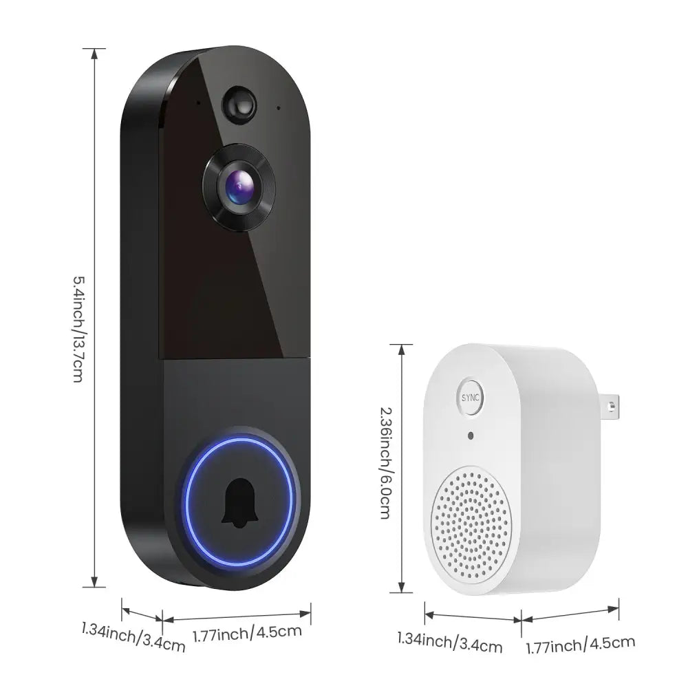Smart 1080P WiFi Video Doorbell with Night Vision Model T52 - Black US Plug - Consumer Electronics