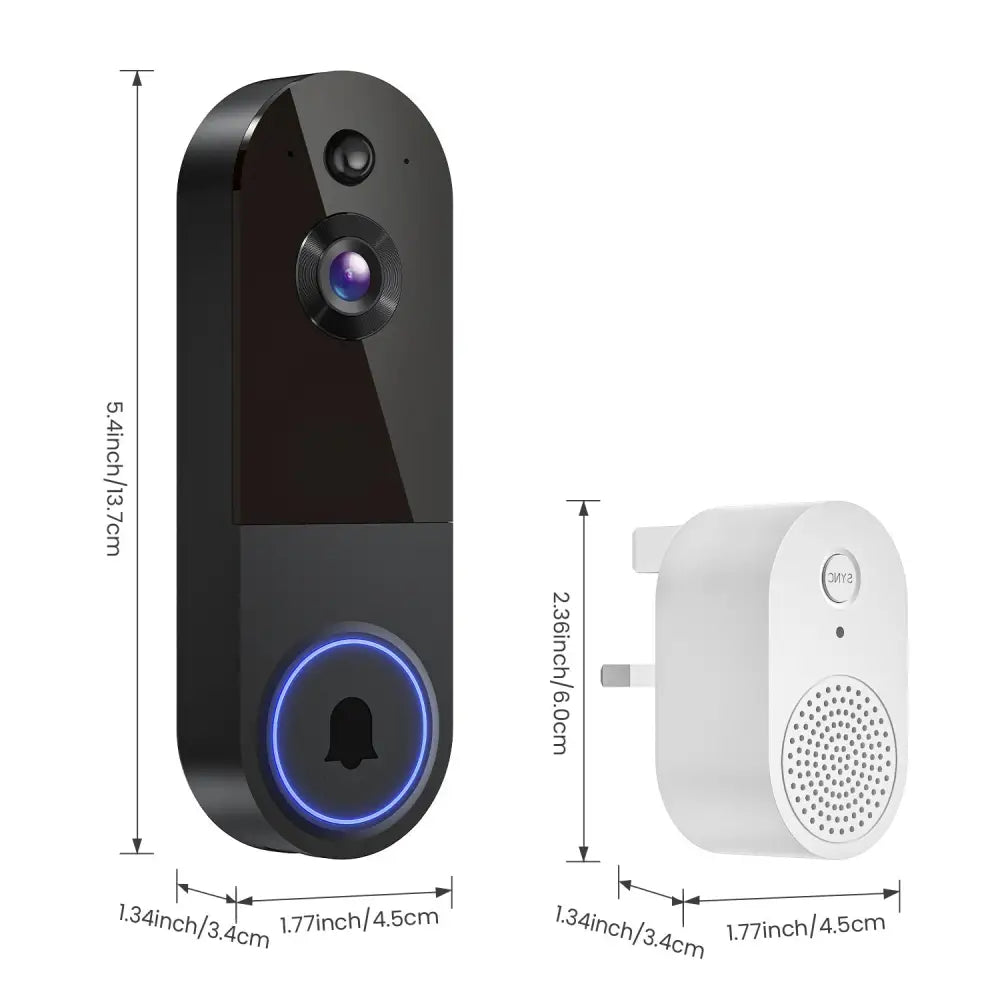 Smart 1080P WiFi Video Doorbell with Night Vision Model T52 - Black EU Plug - Consumer Electronics