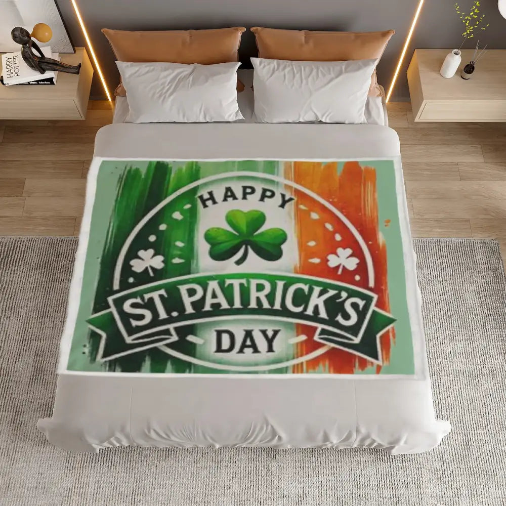 St. Patrick Day Green and Orange Household Warm Blanket