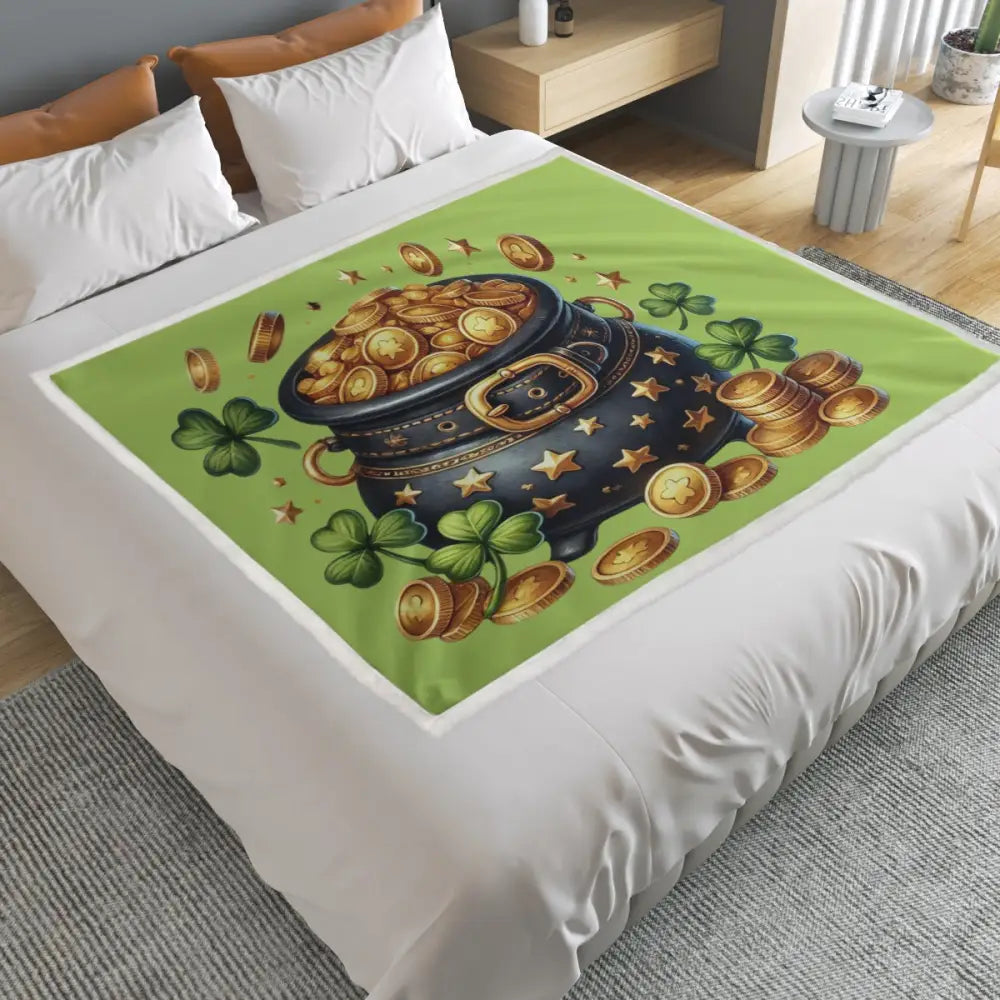 St. Patrick’s Day Premium Suede Micro Fleece Pot of Gold Blanket