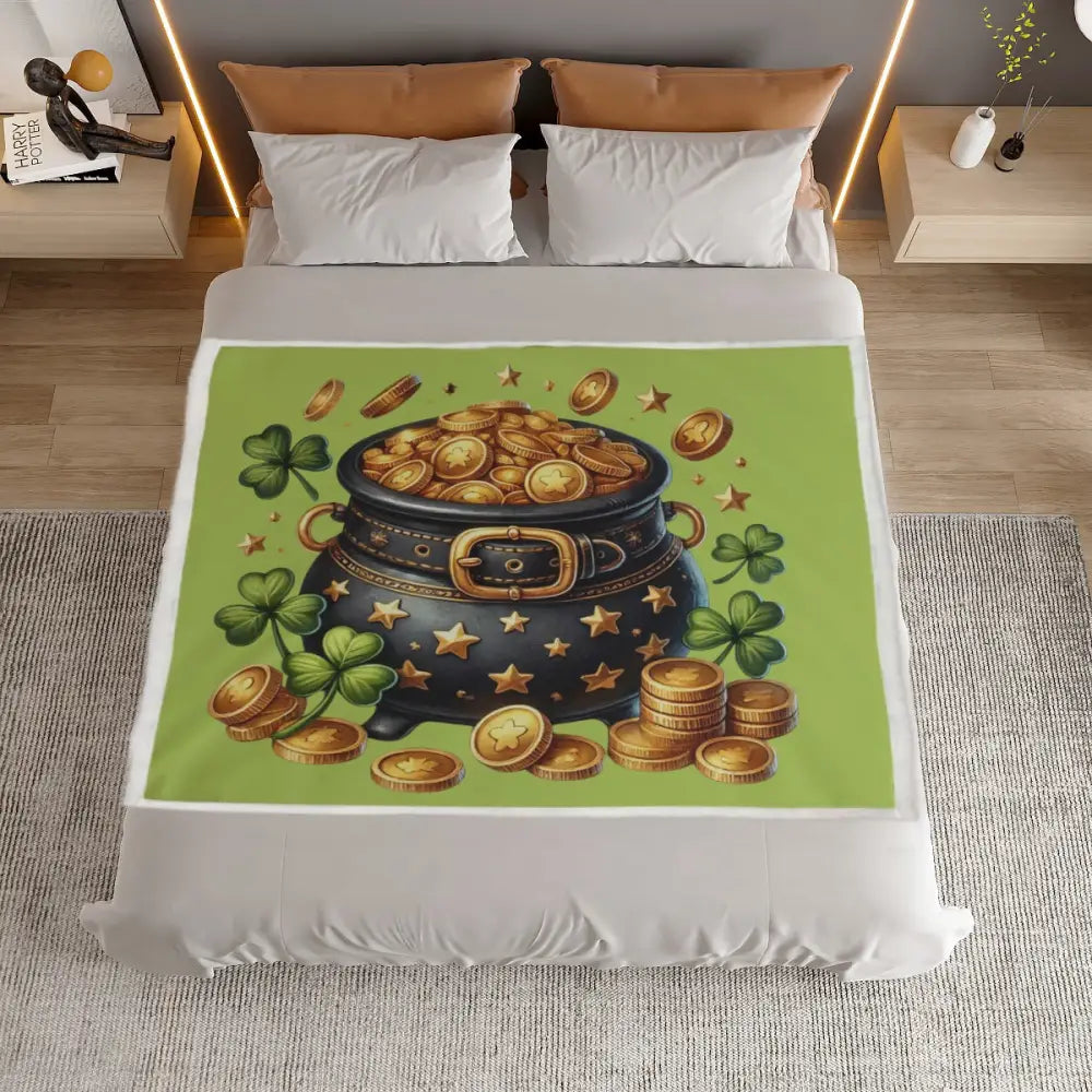 St. Patrick’s Day Premium Suede Micro Fleece Pot of Gold Blanket