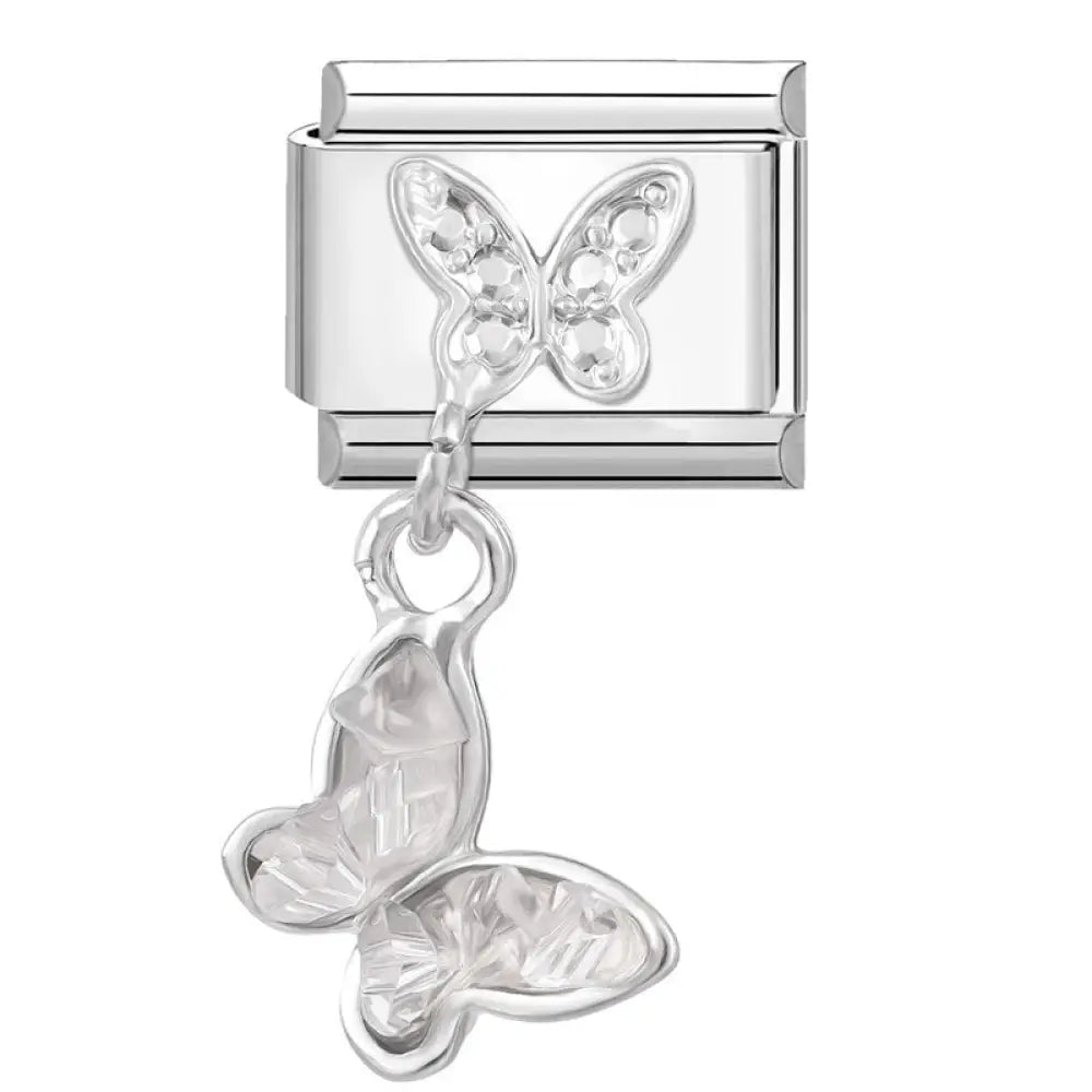 Stainless Steel Jewelry Charms with Floral and Butterfly Designs - White Butterfly / 1x0.9cm - Gifts for All Occasions