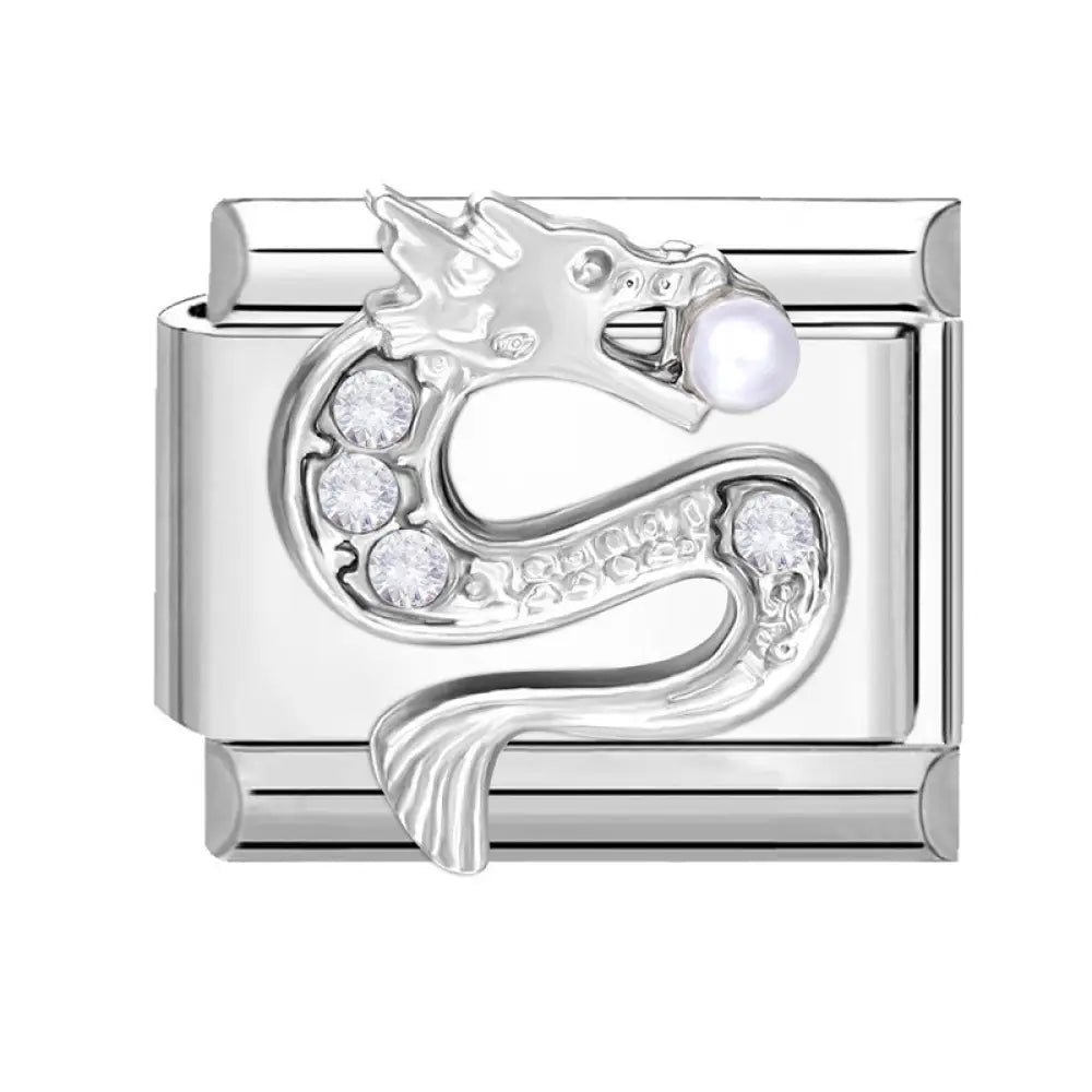 Stainless Steel Jewelry Charms with Floral and Butterfly Designs - Dragon / 1x0.9cm - Gifts for All Occasions