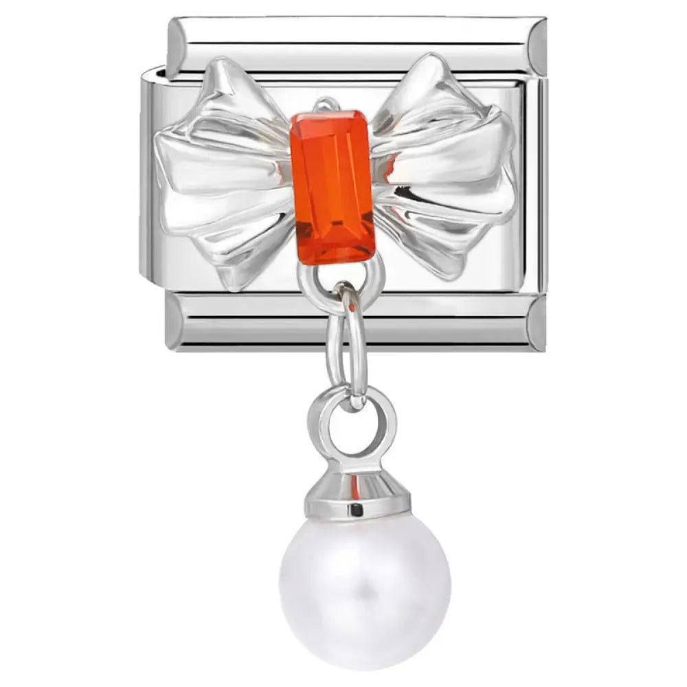 Stainless Steel Jewelry Charms with Floral and Butterfly Designs - Pearl Bow / 1x0.9cm - Gifts for All Occasions