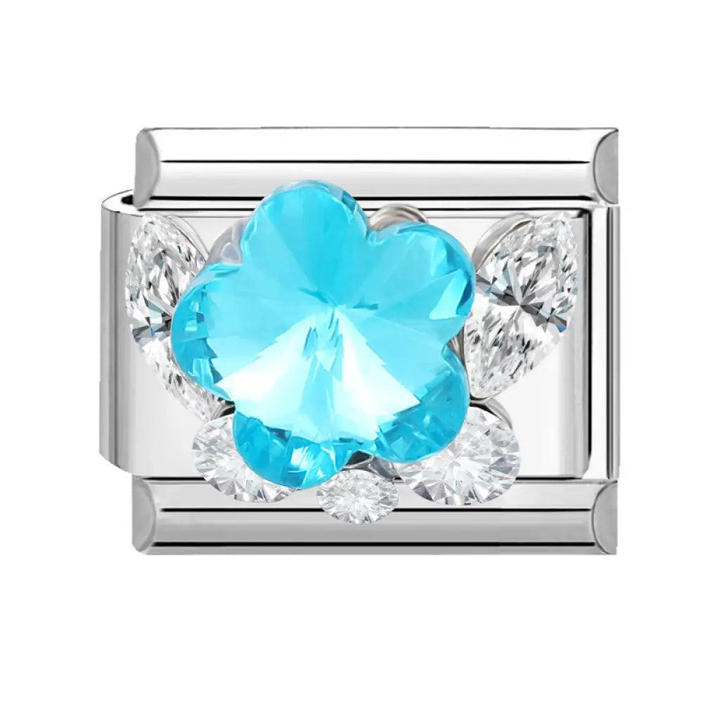 Stainless Steel Jewelry Charms with Floral and Butterfly Designs - Blue Green Flower Diamond / 1x0.9cm - Gifts for All