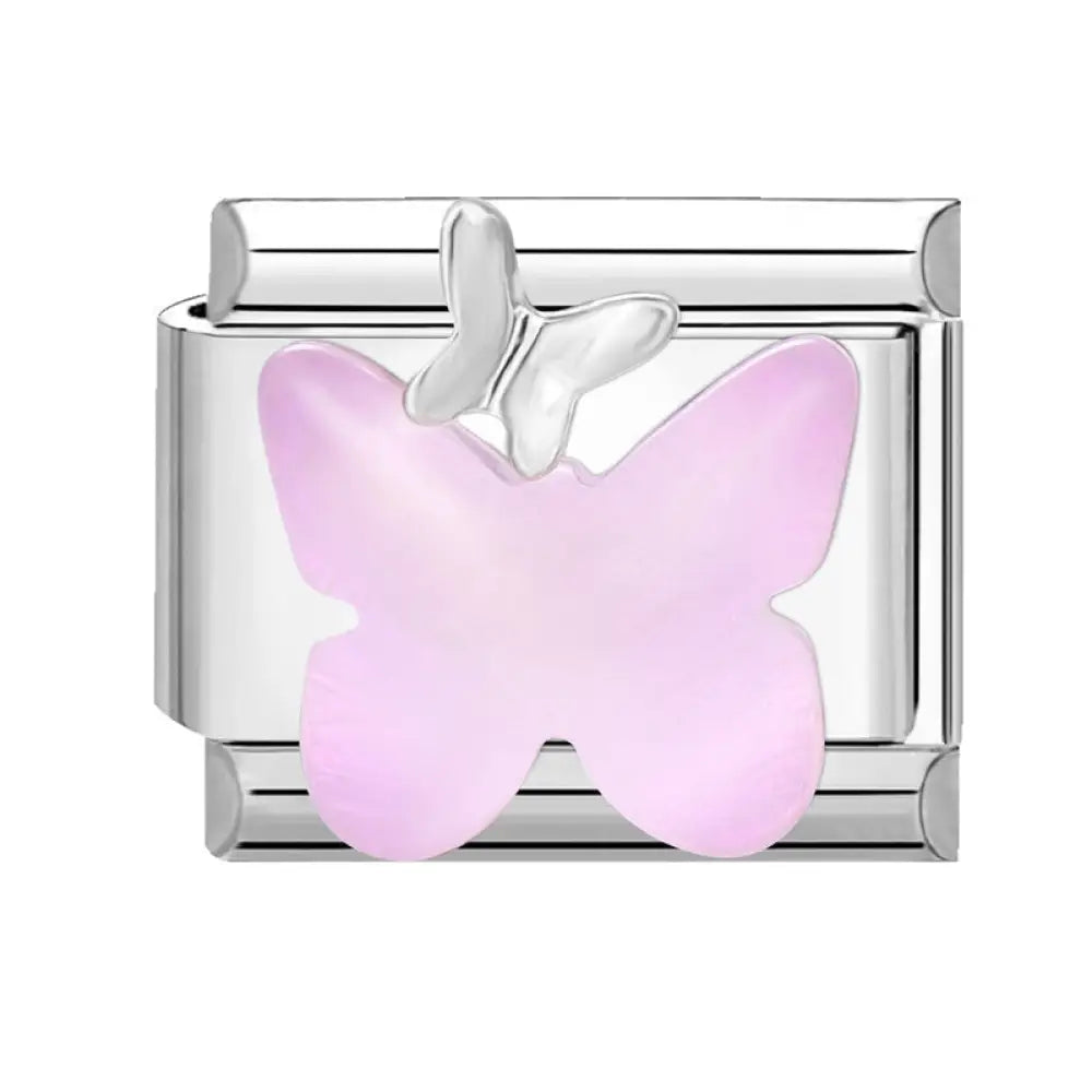 Stainless Steel Jewelry Charms with Floral and Butterfly Designs - Pink Butterfly / 1x0.9cm - Gifts for All Occasions