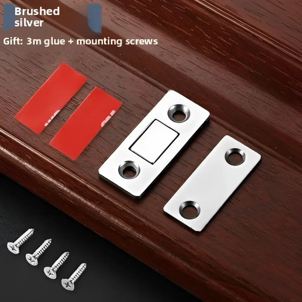Stainless Steel No Drill Magnetic Sliding Door Catch - Flat Magnetic Silver *16 - Consumer Electronics