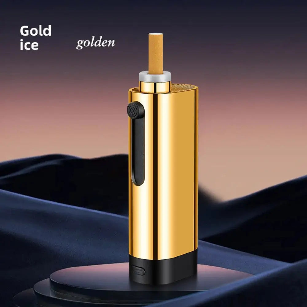 USB Rechargeable Car Ashtray with Push-Button Lighter Portable Smokeless Ash Holder with Gift Box - Gold / Gift box
