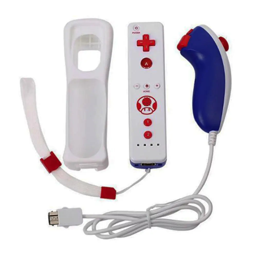 Wii Motion Controller Gamepad Set with Built-In Accelerator Left & Right Handles USB Wired - Two-color left and right